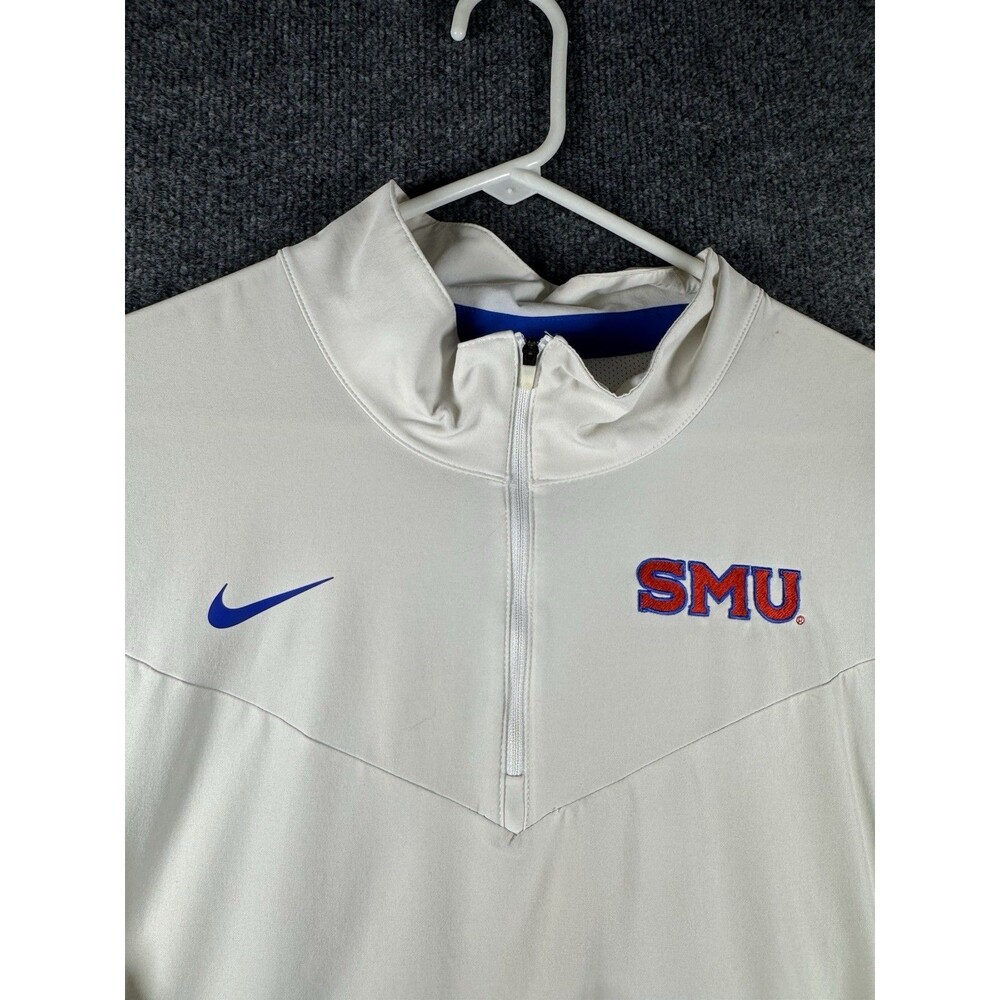 Nike SMU Mustangs Player Issued Dri-FIT Quarter Zip Pullover Men's XL White